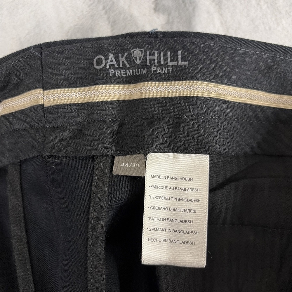 Oak Hill Premium Pant Men's 44x30 Black Pleated Cotton Blend Chino Trousers - Picture 6 of 7